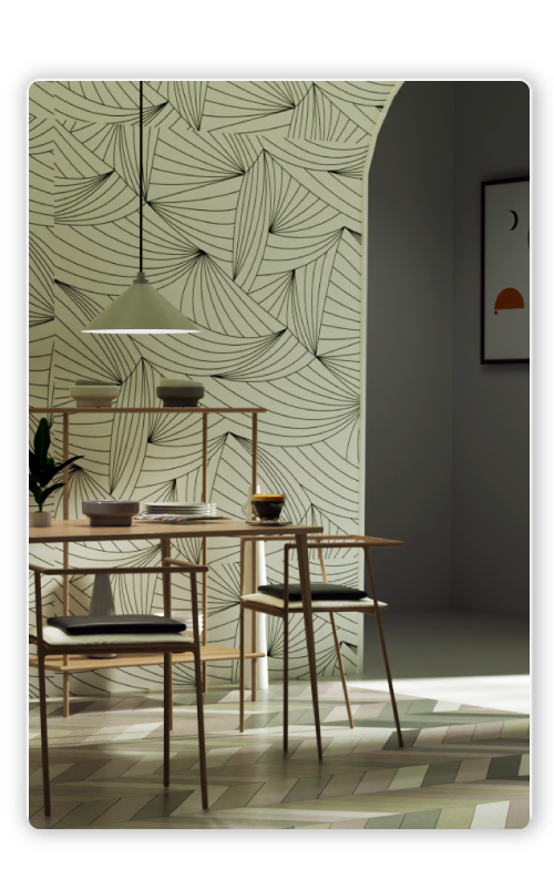 Dining-area-with-wallpaper