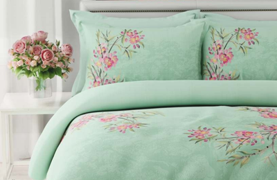 Blossom Mint Cotton Bedsheet Set